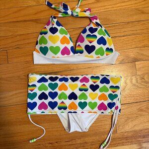 Rainbow Hearts Bikini Set